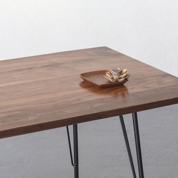 Mesa de comedor rectangular de estilo industrial, mesa fija de madera con madera maciza