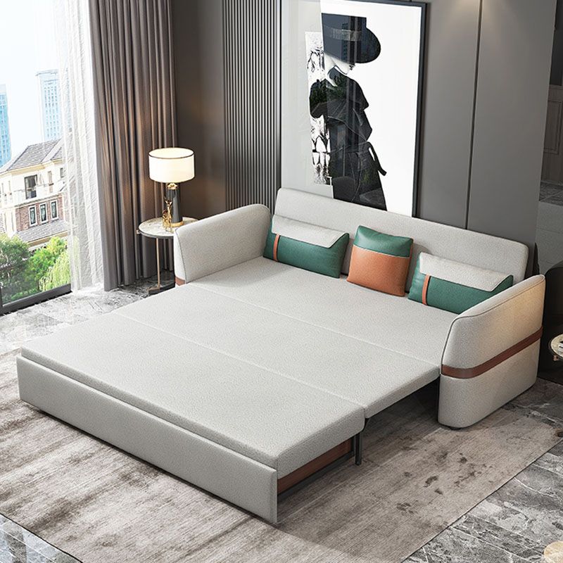 Stain Resistant Sofa Bed Grey Flared Arm Sofa with 3 Pillows