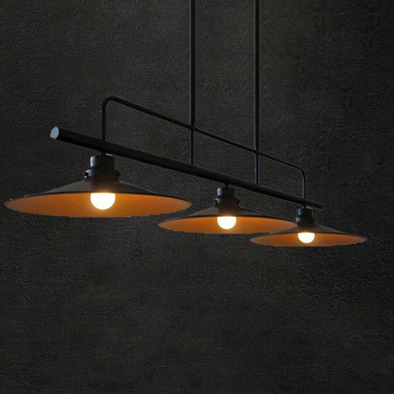 Luz colgante de isla de hierro forjado en la luz de techo interior geométrica de estilo industrial con marco de hierro