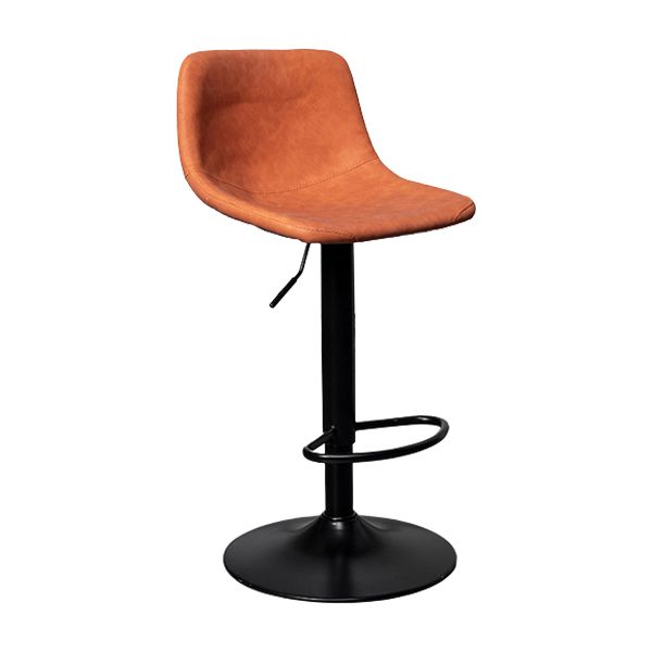 Contemporary Metal Barstool Faux Leather Counter Stool with Black Base for Home