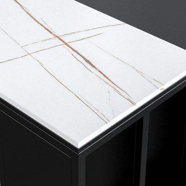 Contemporary Pub Table with Storage Base Matte Finish Stone Top Bar Table