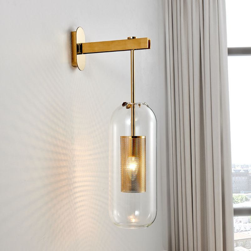 Modern Style Tubular Wall Lamp Light Glass 1 Light Wall Mounted Lighting