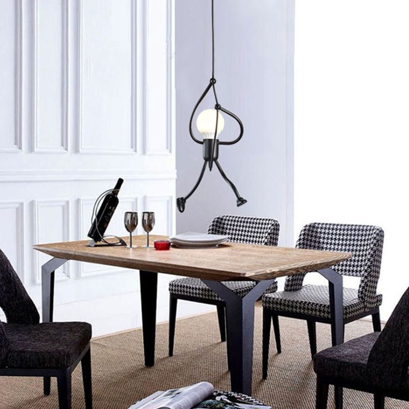 Climbing Man Iron Ceiling Light Decorative Single-Bulb Black Hanging Pendant Light