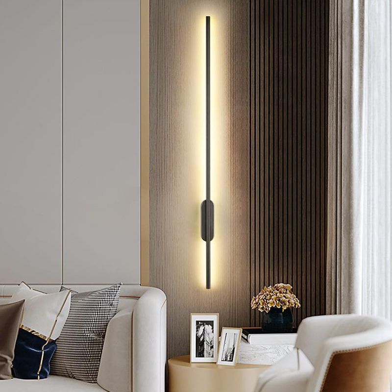 Single Contemporary Black Wall Mounted Sconce LED Linear Wall Light for Bedroom