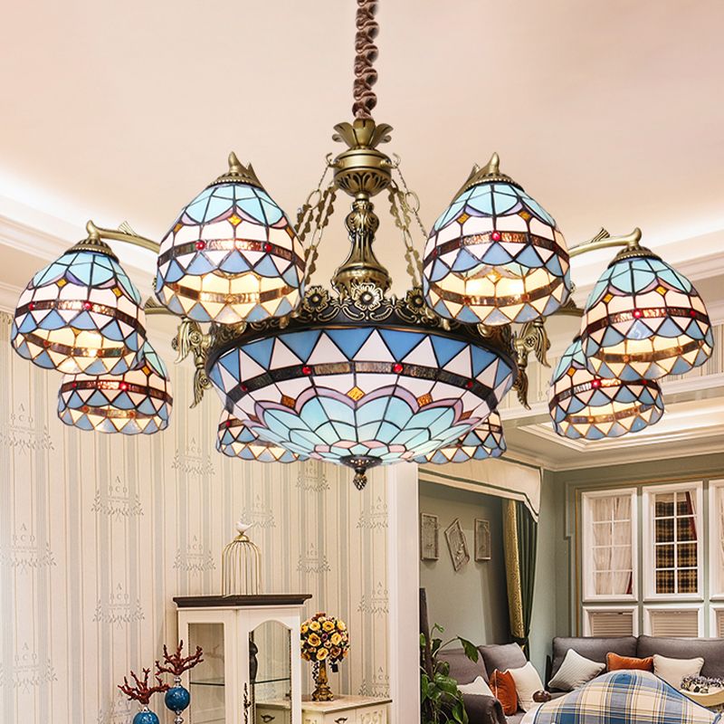 Bleu 5/9/11 Lumières luminaire luminaire tiffany en verre coupé Dalked Shade Suspension Pendent