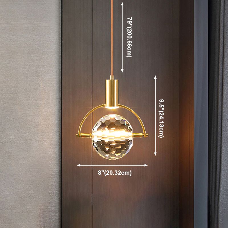 Elektroplate IJzeren hanglamp in moderne luxe stijl kristallen wereldhangende lamp voor slaapkamer