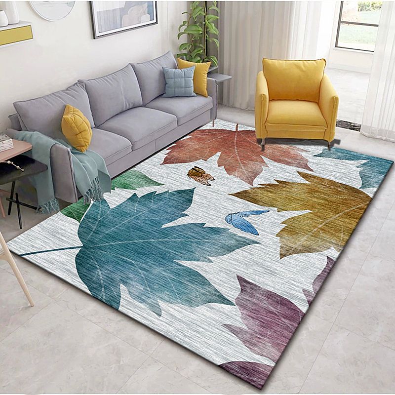 Gold Modern Carpet Polyester Leaves Carpet Non-Slip Backing Carpet for Home Decor