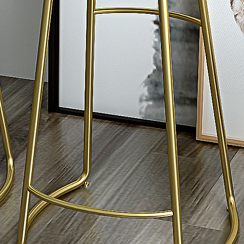 Glam Wood Counter Bar Stool Backless Saddle Seat Bar Stool with Iron Base