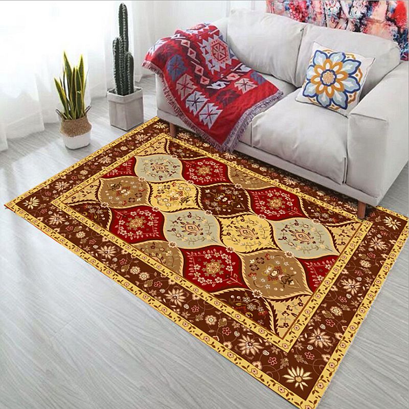 Moroccan Stripe Printed Rug Polyester Indoor Rug Non-slip Area Carpet for Living Room and Bedroom