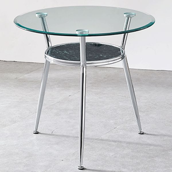 Runde transparente Esstischglas Tisch modern mit 3 Beinen Sockel