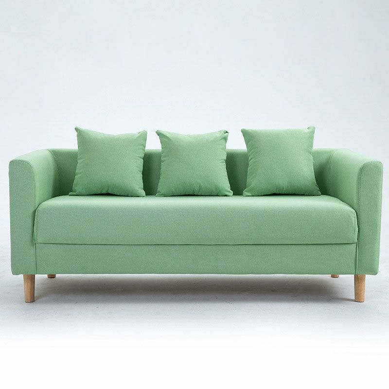 Contemporary Square Arm Standard Settee Couch with Pillows for 3 People