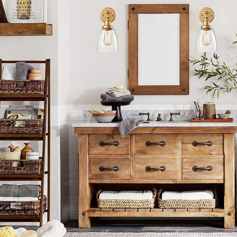 Clear Glass Messing Leuchten-Beleuchtungskegel 1-Bulb Industriewandlampe für Wohnzimmer