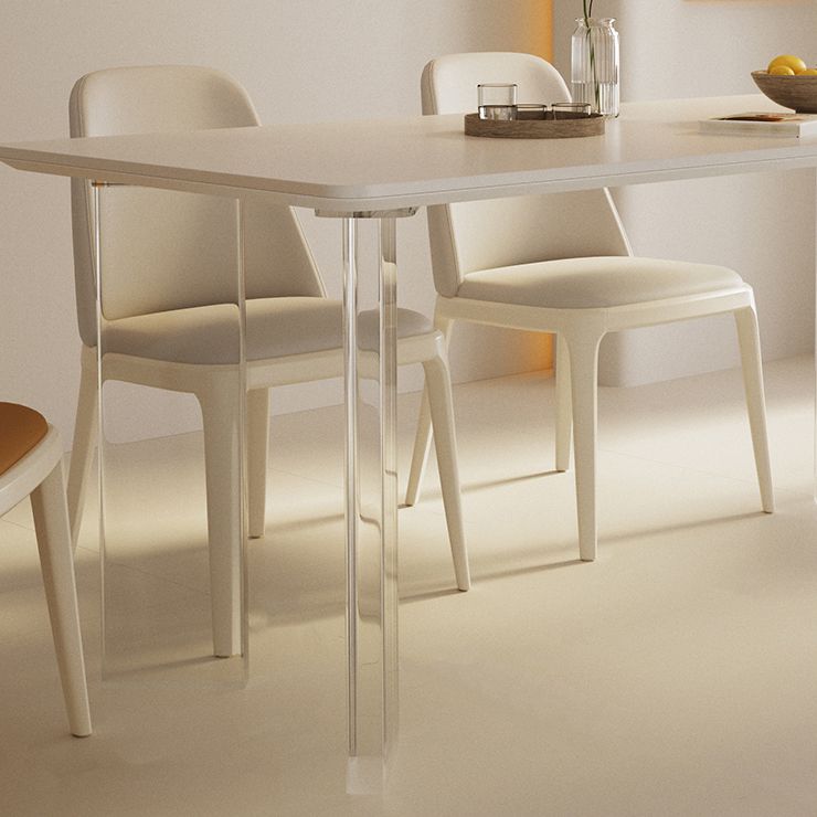 Modern Style 1/3/4 Pieces Dining Table Rectangle Stone Furniture in White