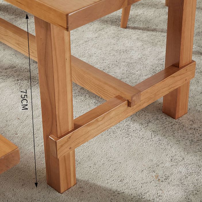 Contemporary Trestle Base Dining Table Rectangle Solid Wood Table