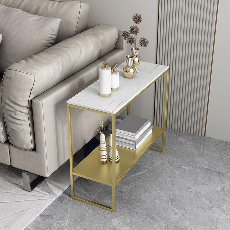 Rectangular Slate Top End Table Modern Shelf Included Side Table - 25.6" W