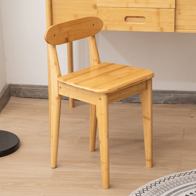 Natural Make-up Vanity Bamboo Flip-Top Dressing Table with 2 Storage Drawers