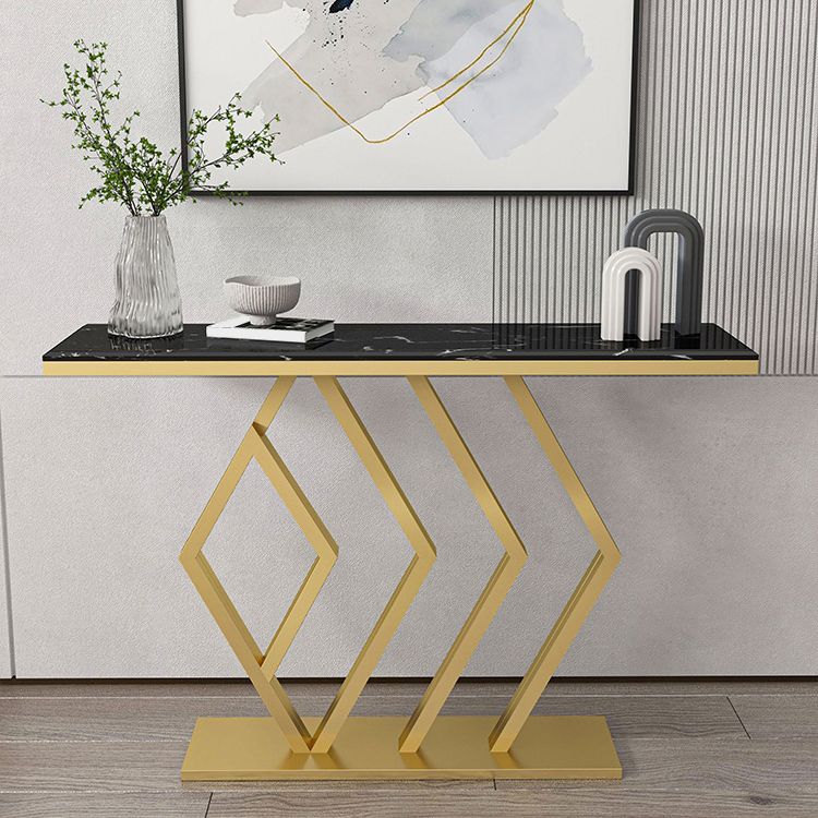 Contemporary Marble Console Sofa Table Rectangle Iron End Table for Hall