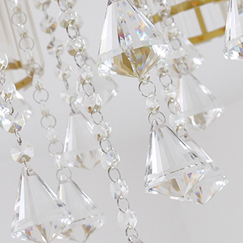 Contemporary Cylinder Flush Light Fixture Crystal Flushmount Lighting for Living Room