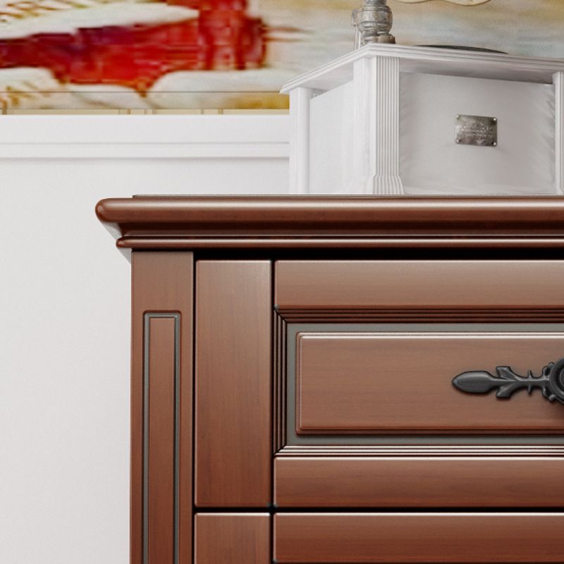 Rubberwood Rectangle Accent Chest with Wooden Turned Legs and 5 Drawers