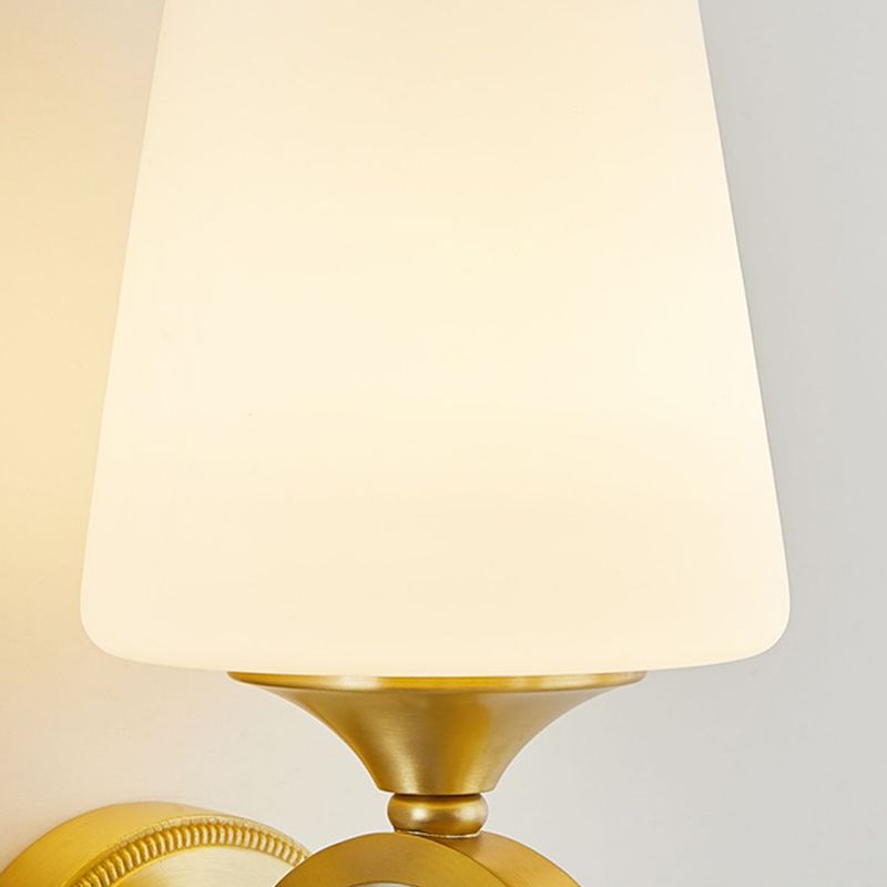 1-Light Wall Lamp Copper Wall Mount Lamp with Glass Shade for Living Room