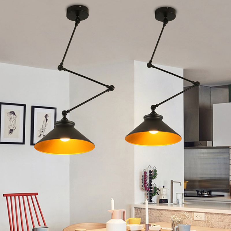 Stile industriale Lampada a sospensione in metallo pieghevole a 1 luce con ombra geometrica