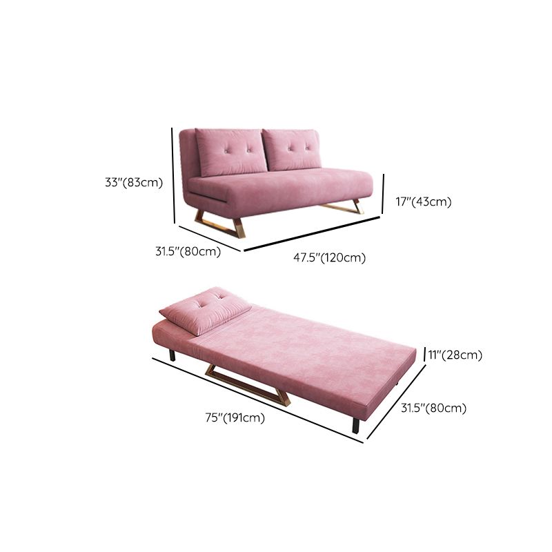 31" Wide Glam Futon Sofa Bed Pink Folding Futon Sleeper Sofa