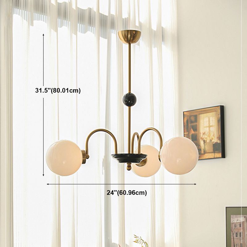 Luci a sospensione sferica Moderna luce a sospensione con soffitto in vetro bianco per camera da letto