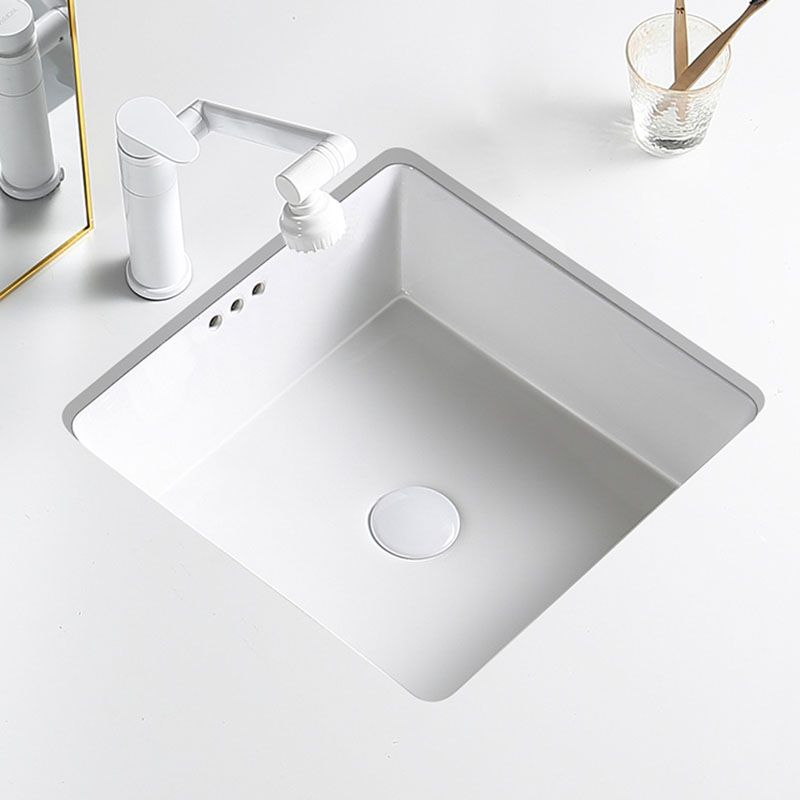 Modern Undermount Bathroom Sink Porcelain with Pop-Up Drain Basin Sink
