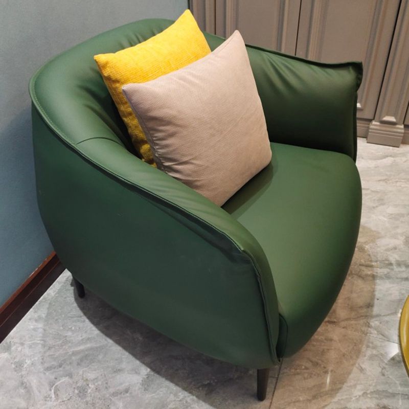 Faux Leather Barrel Accent Chair with Tight Back, 35.43" W √ó 33.86" L √ó 29.92" H