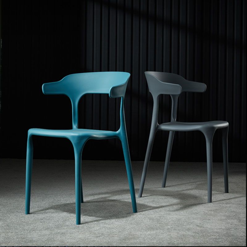 Contemporary Plastic Open Arm Chair Matte Finish Home Dining Chair