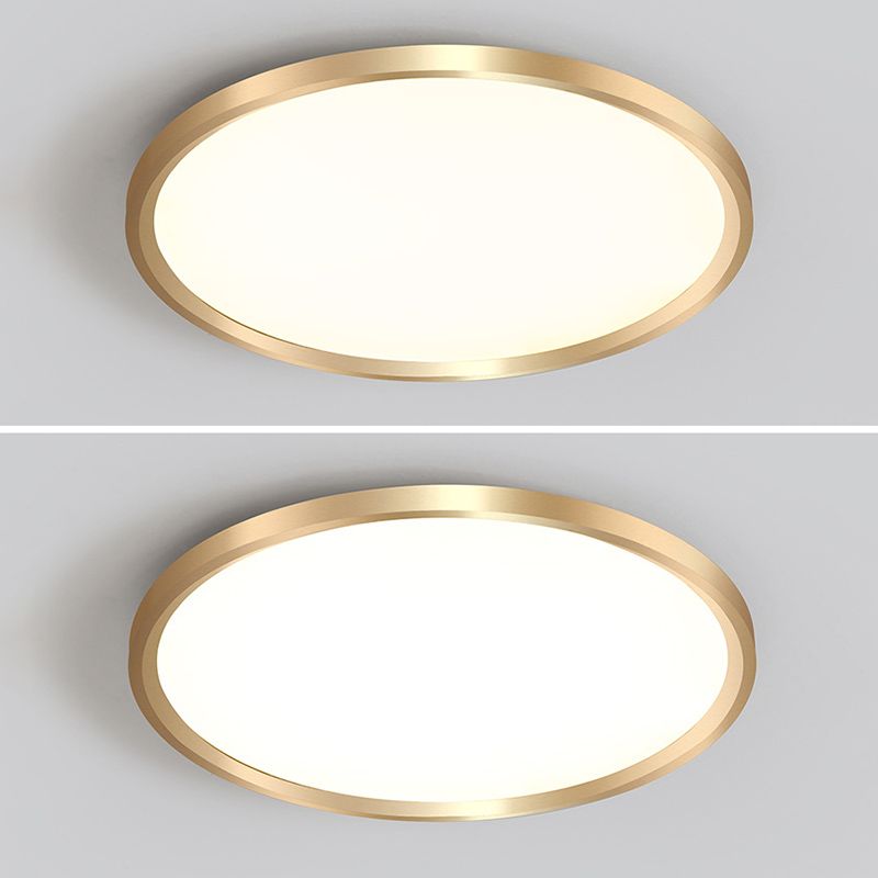 LED Bedroom Flush Ceiling Light Fixture Modern Gold Flush Ceiling Light with Circle Metal Shade
