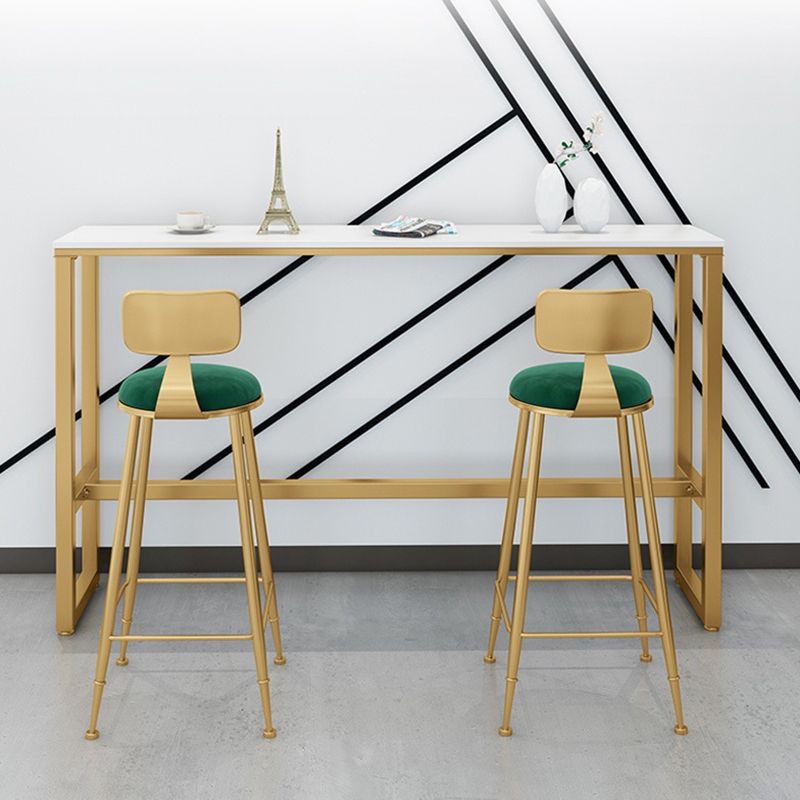 Glam Metal Barstool Fabric Counter Stool with Gold Legs in Matte Finish