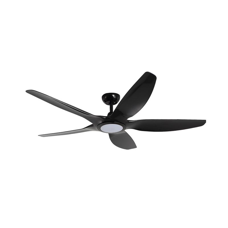 Éclairage de ventilateur de pendentif en acrylique rond Living Vintage Room 5 lames LED Semi Flush Flush Mounted Lampe en noir, 60 "de large