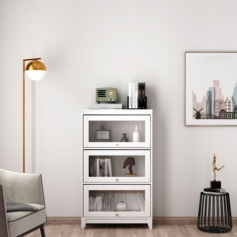 Manufactured Wood Standard Bookcase White Contemporary Bookcase with Glass Doors