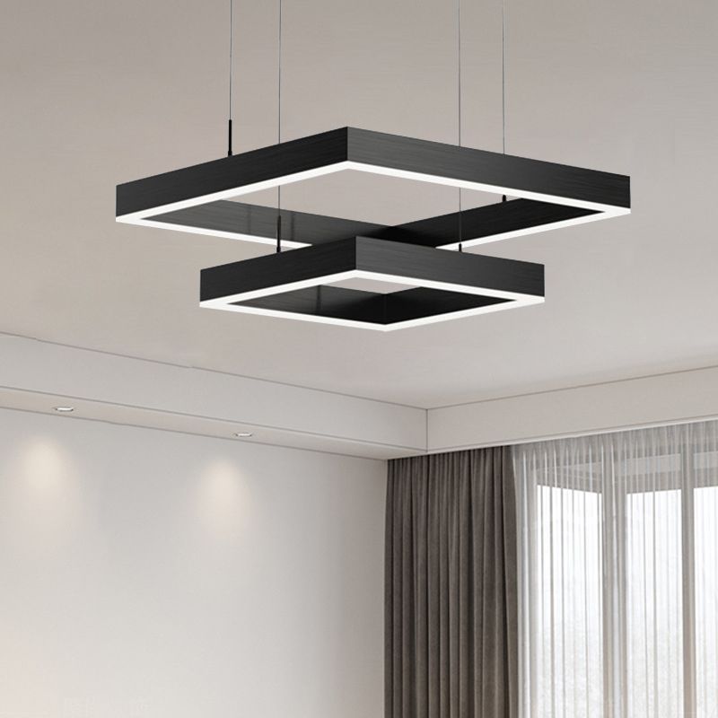 Minimalisme eigentijdse stijl led hangende kroonluchter licht vierkant hangende lampkit