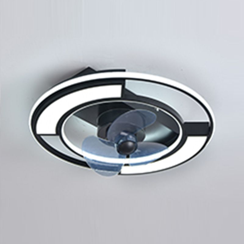 Lámpara de ventilador LED geométrico moderno de 360 ​​grados de semi flush de montaje de montaje con rubor