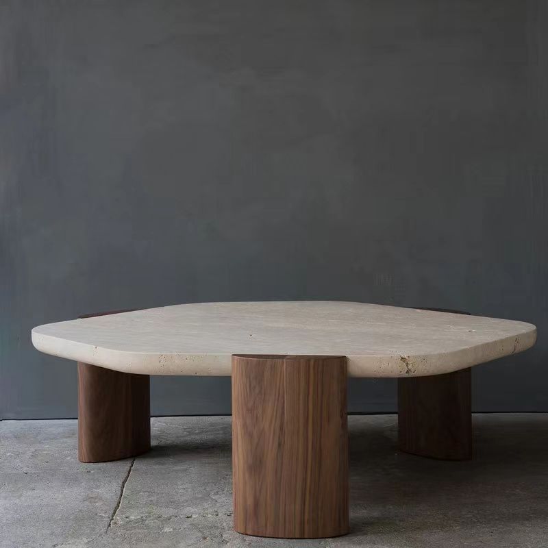 3 Legs Single Coffee Table Wooden Modern Brown Cocktail Table