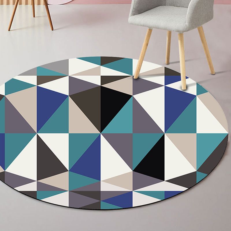 Novelty Geometric Print Rug Multi Colored Modern Carpet Polyester Anti-Slip Backing Washable Stain Resistant Area Rug for Room