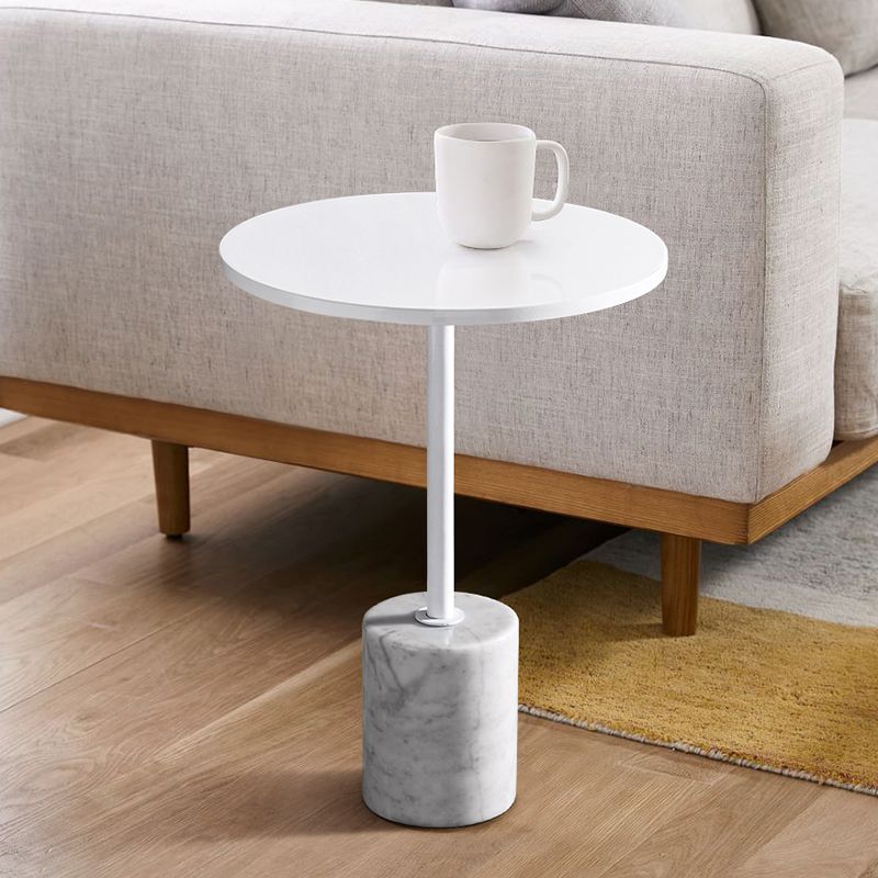 Modern Marble Pedestal End Slide Table White Round Corner Table