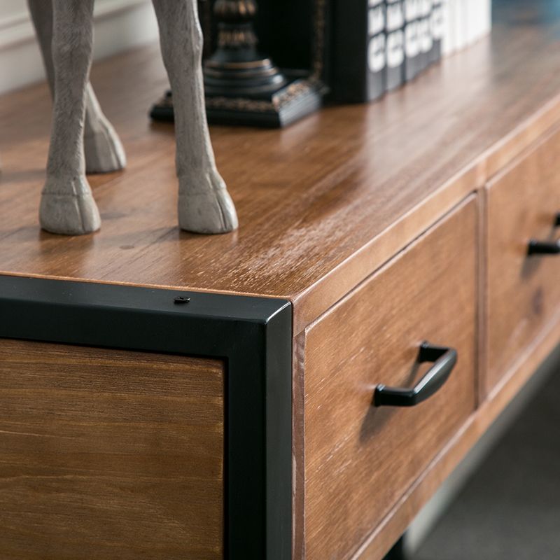 Modern Rectangular Console Table Metal Console Sofa Table in Brown