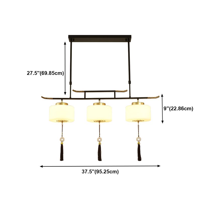 Modern Style Cylinder Shape Island Lights Metal 3 Light Island Lighting in Black