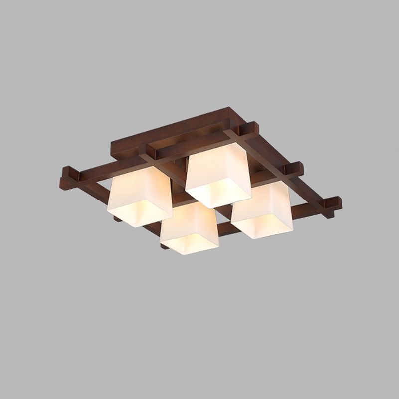 Modern Simple Wooden Ceiling Light Geometry Shape Ceiling Lamp for Bedroom