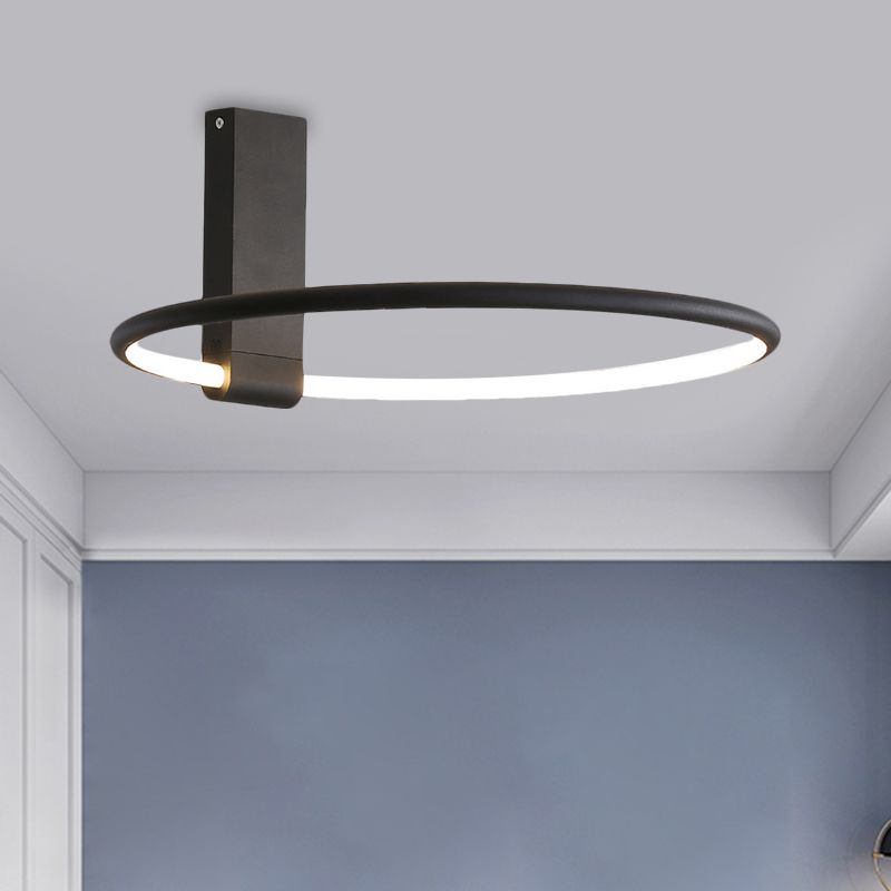 16"/23.5" Wide Ring Ceiling Fixture Modern Style Metallic Black/White/Gold LED Flush Mount Lamp in Warm/White/Natural Light