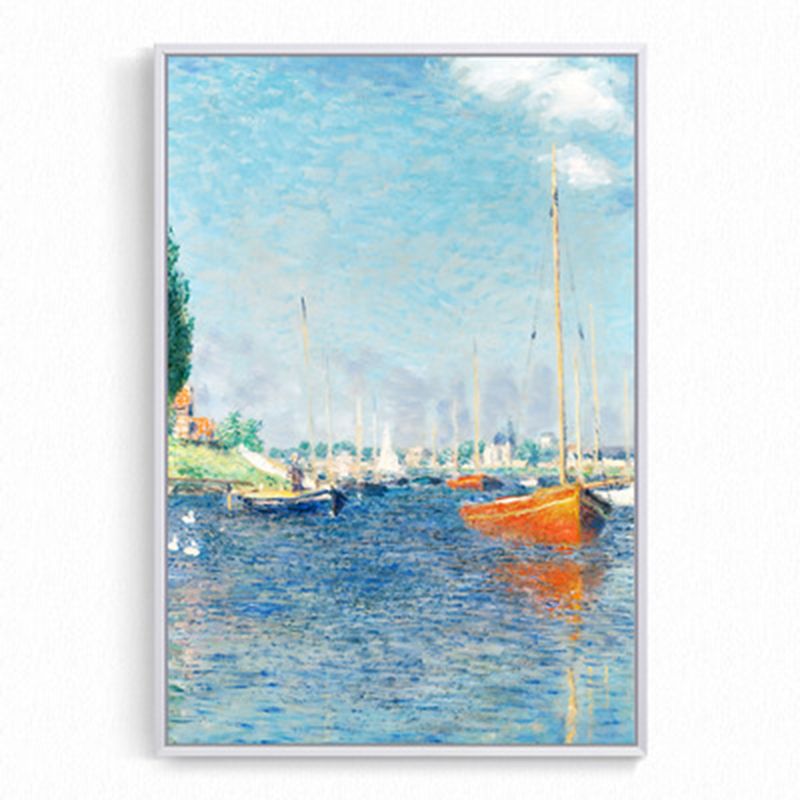 Monet Seine Springtime Scenery Painting Rustic Textured Family Room Wall Art Print