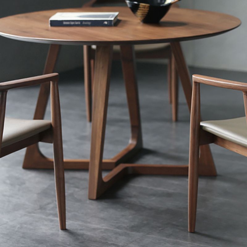 Contemporary Style Round Solid Wood Table Sled Base Dining Table for Home