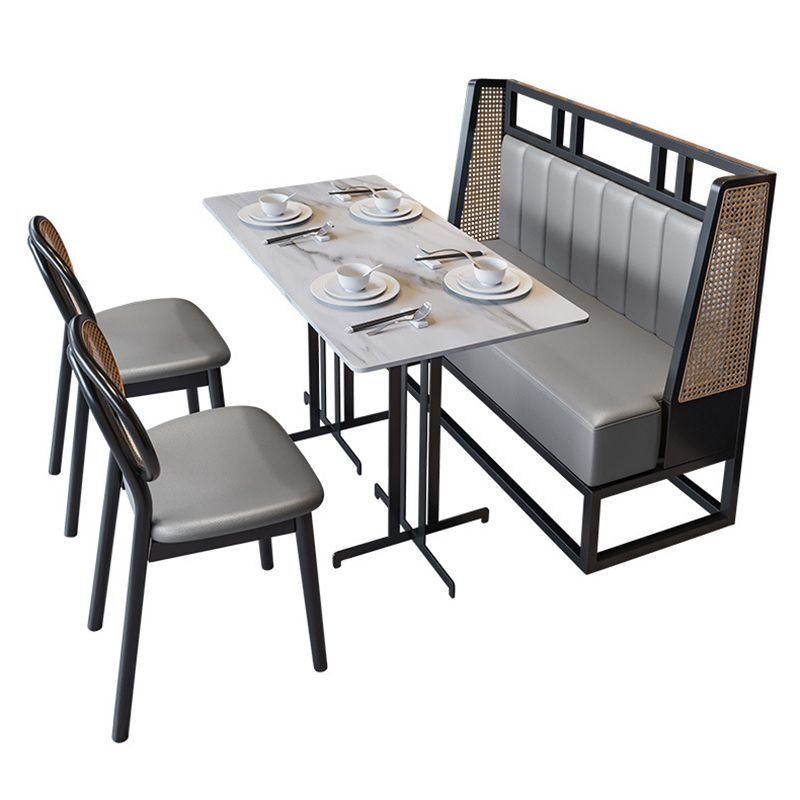 Tavolo da pranzo in stile industriale bianco tavolo da pranzo in pietra sinterizzato con cornice nera per sala da pranzo