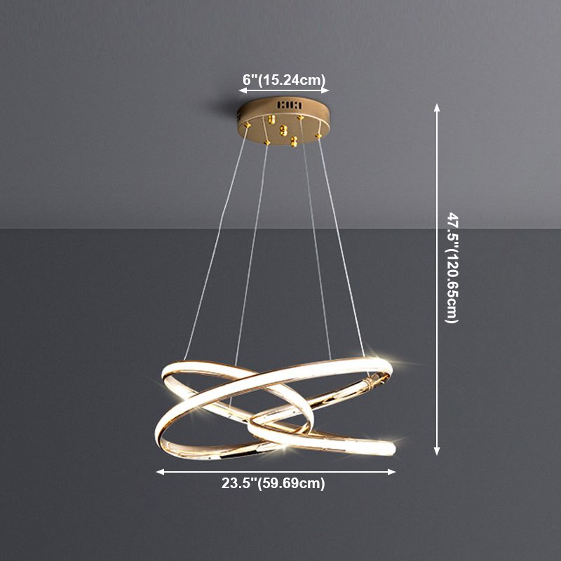 Modern Metal Chandelier Light Fixtures Twist 1-Light Suspension Pendant Lamps
