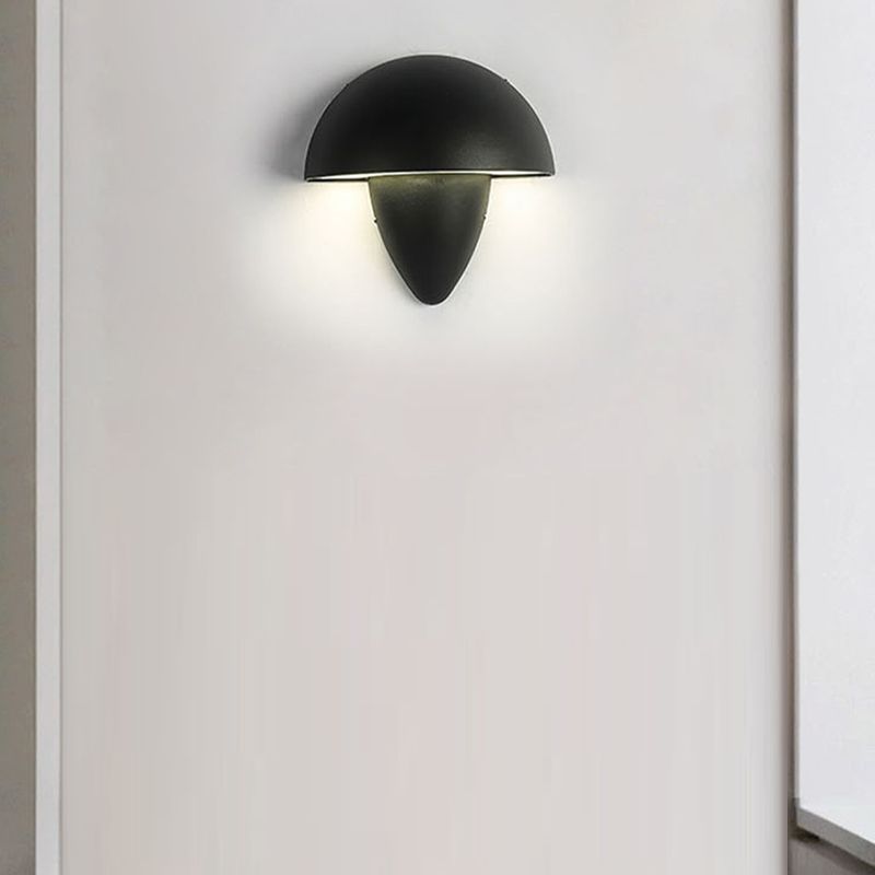 1 - Light Modern Wall Light Interior LED Mushroom Metal Wall Mount in Black / White