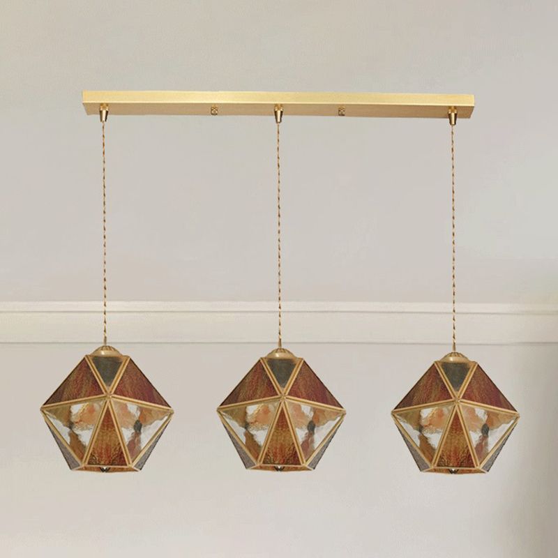 Geometrie vorm hangende lichten tiffany stijl glas 3 licht hangende verlichtingsarmaturen