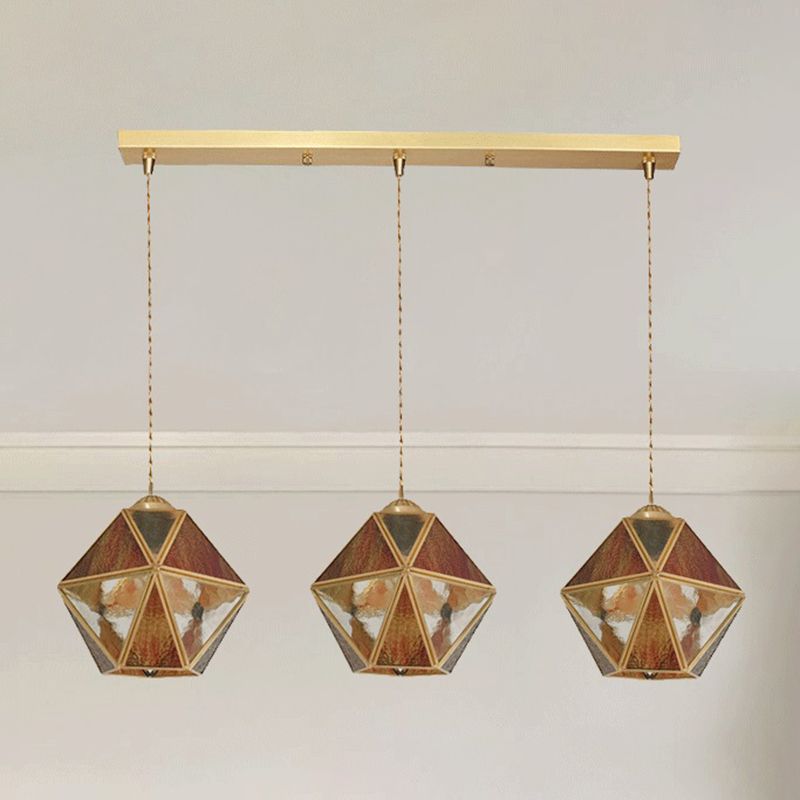 Geometry Shape Hanging Lights Tiffany Style Glass 3 Light Hanging Light Fixtures